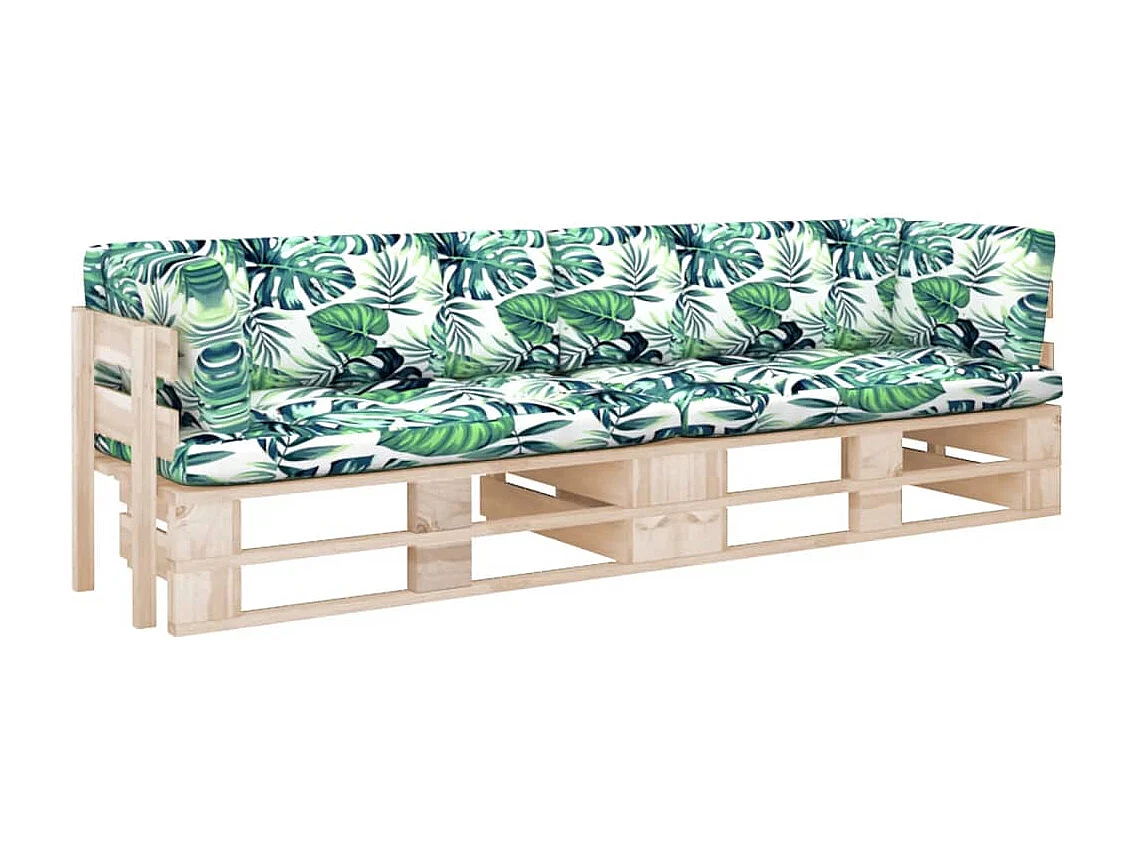 Divano a 2 posti in pallet con cuscini legno di pino impregnato 02_0013249