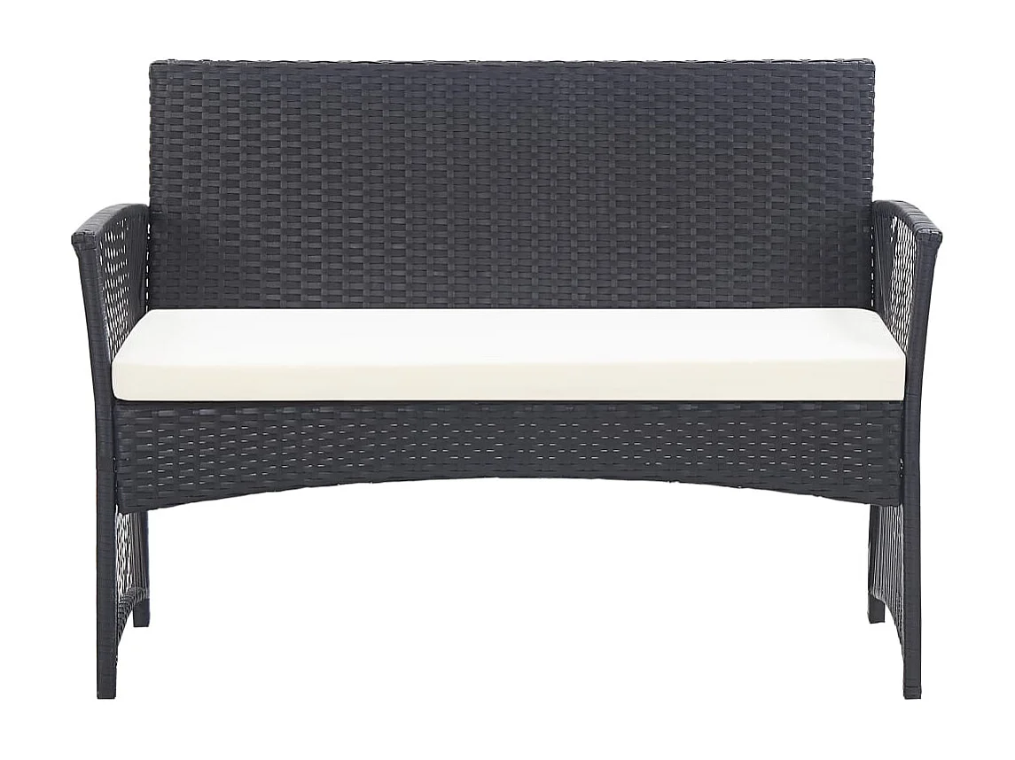 Mobili da giardino mobili da esterno Set di mobili da 4 pezzi con cuscino in resina intrecciata nera 02_0016075