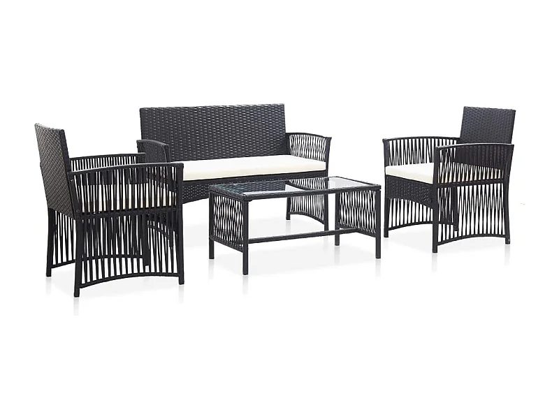 Salon de jardin meuble résine noire 109 x 58 x 76 cm 02_0016075