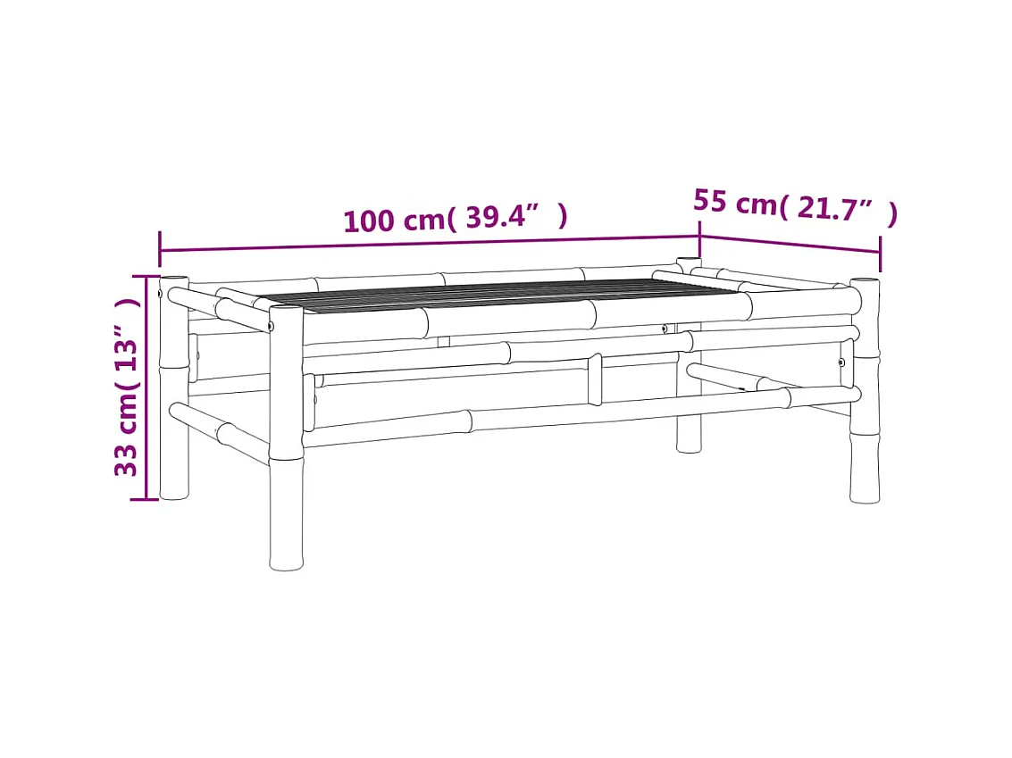 Salon de jardin meuble bambou marron 100 x 55 x 33 cm 02_0015969