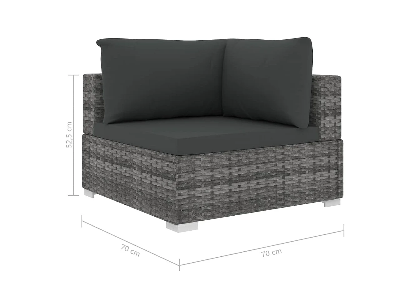 Salon de jardin meuble résine grise 70 x 70 x 52.5 cm 02_0016182