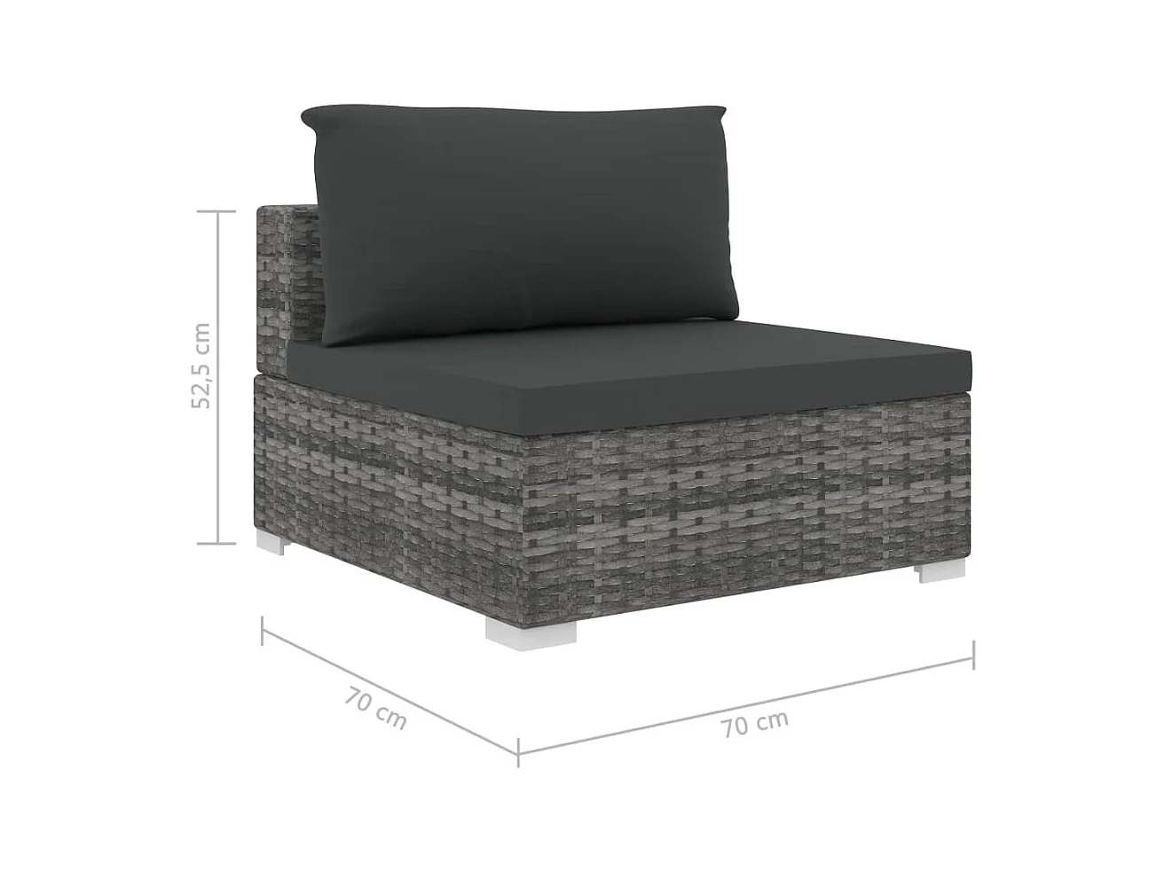 Salon de jardin meuble résine grise 70 x 70 x 52.5 cm 02_0016182