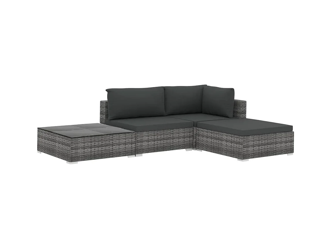 Salon de jardin meuble résine grise 70 x 70 x 52.5 cm 02_0016182