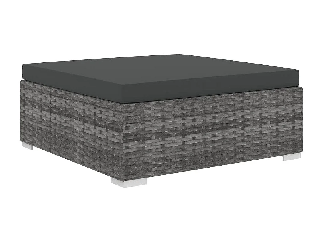 Conjunto de móveis de jardim móveis para área externa 4 peças com almofadas cinza vime resina 02_0016182