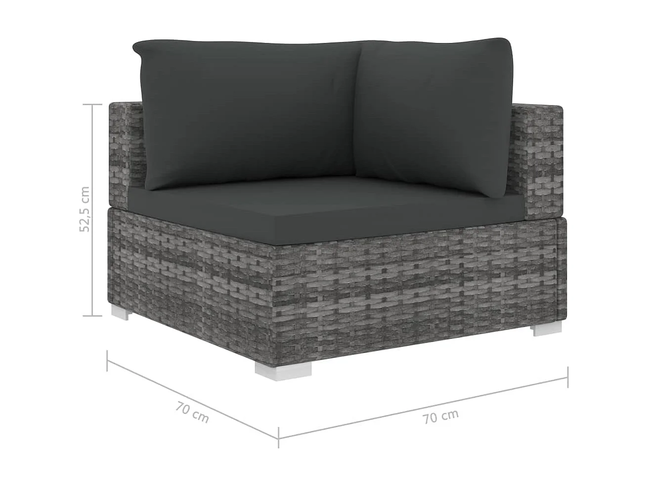 Conjunto de móveis de jardim móveis para área externa 4 peças com almofadas cinza vime resina 02_0016182