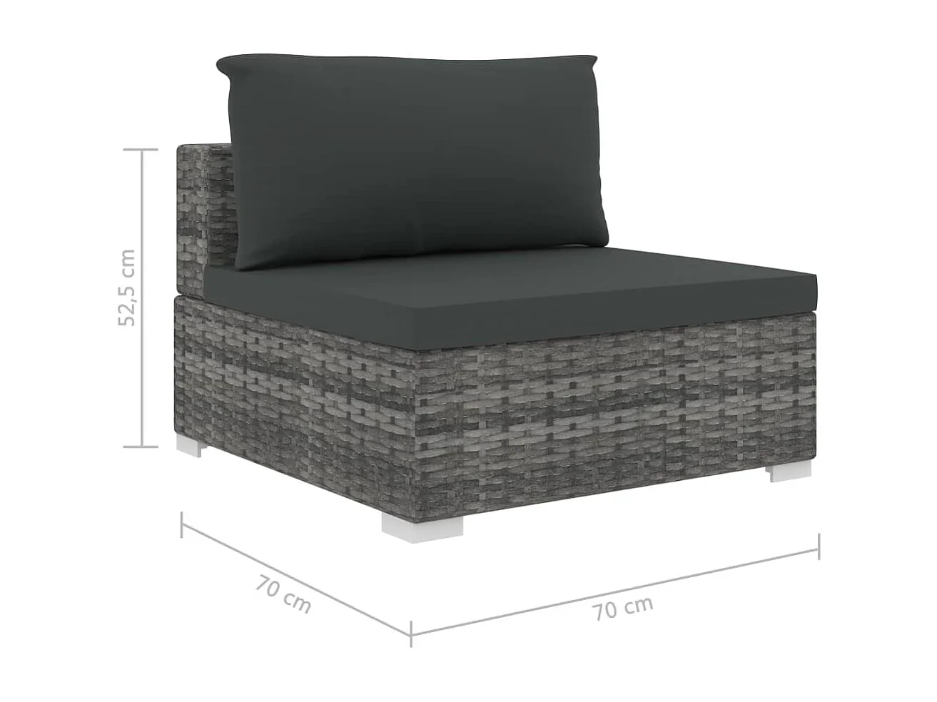 Conjunto de móveis de jardim móveis para área externa 4 peças com almofadas cinza vime resina 02_0016182