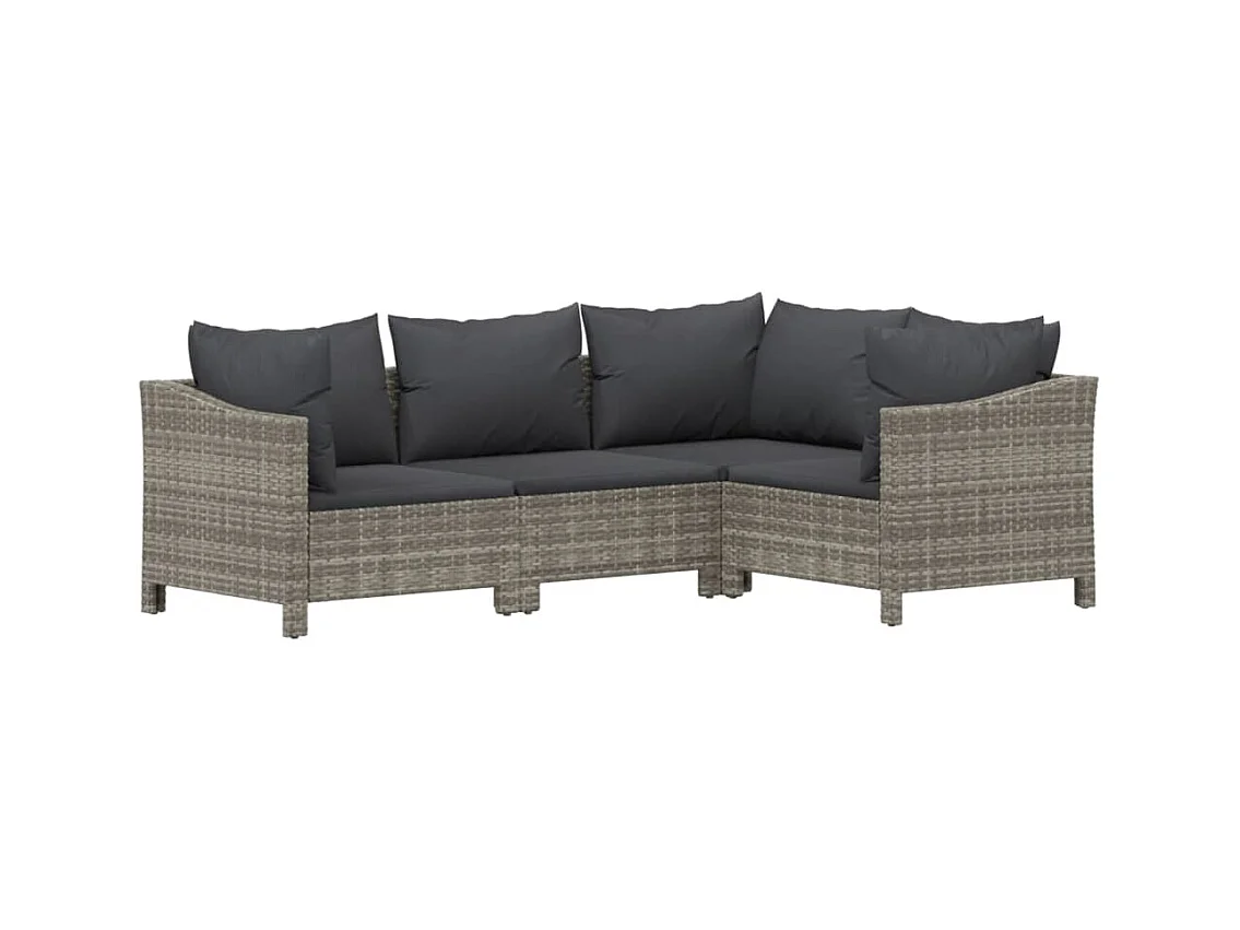 Muebles de jardín muebles de exterior juego de muebles de 7 piezas con cojines grises resina tejida 02_0017231