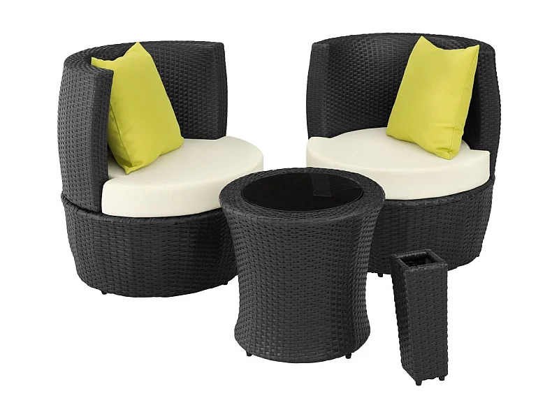 Mueble de jardín de ratán de resina sintética tejida 2 plazas negro 2108086