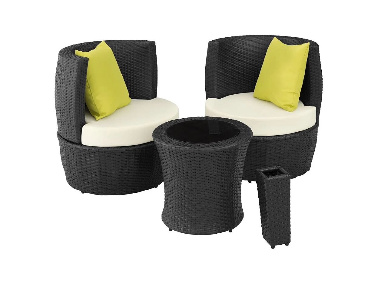 Mobile da giardino in rattan sintetico intrecciato in resina 2 posti nero 2108086