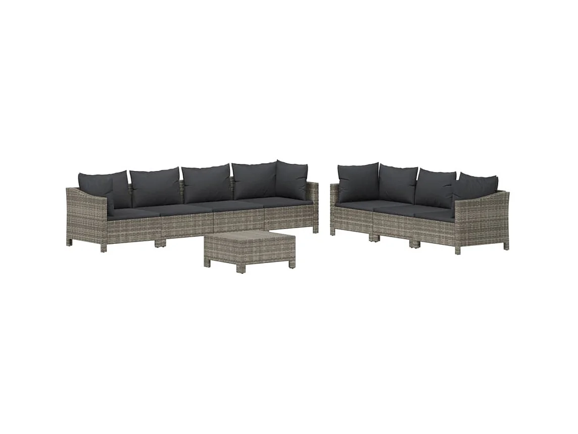 Mobili da giardino mobili da esterno Set di mobili da 8 pezzi con cuscini grigi in resina intrecciata 02_0017600