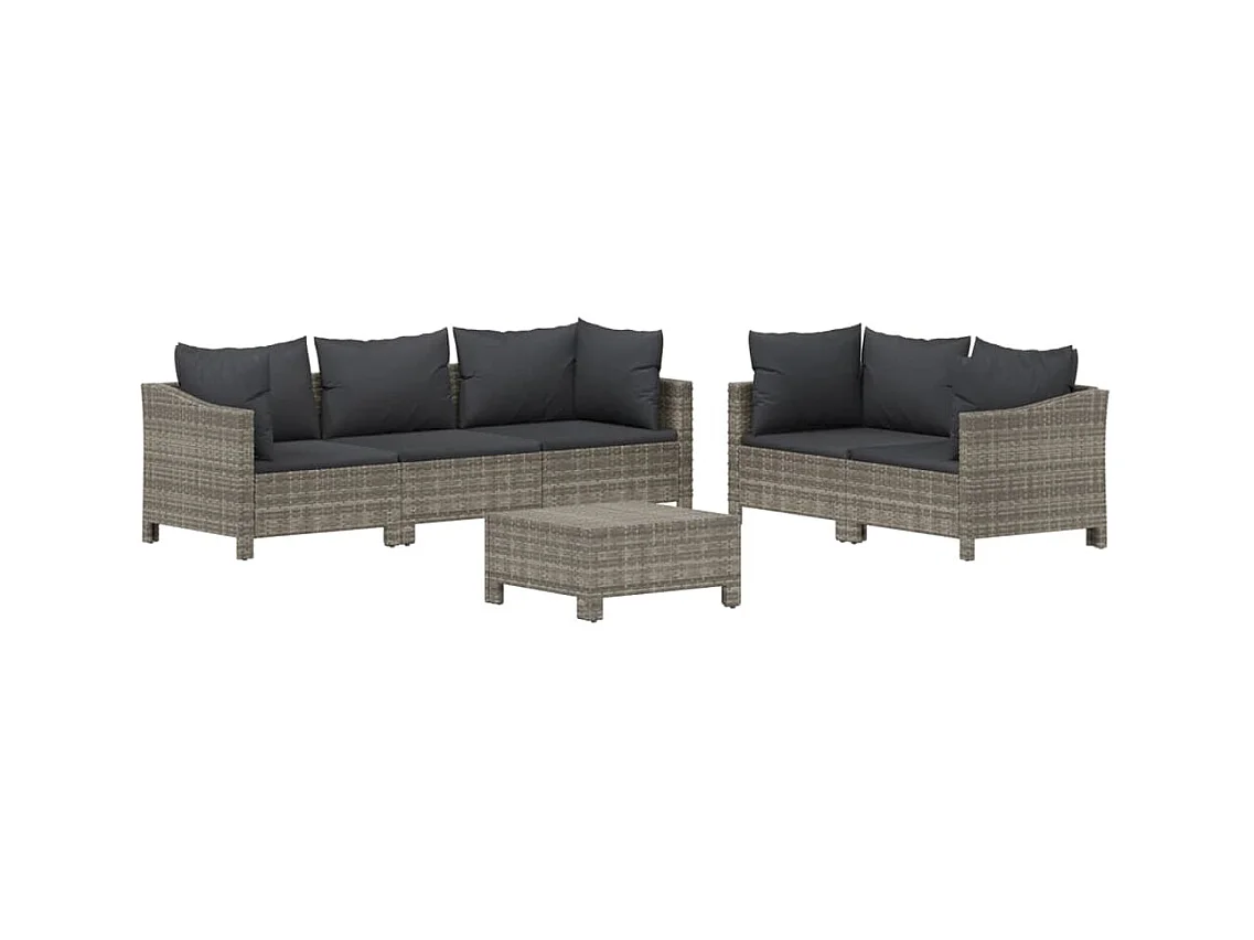 Mobili da giardino mobili da esterno Set di mobili da 6 pezzi con cuscini grigi in resina intrecciata 02_0016794