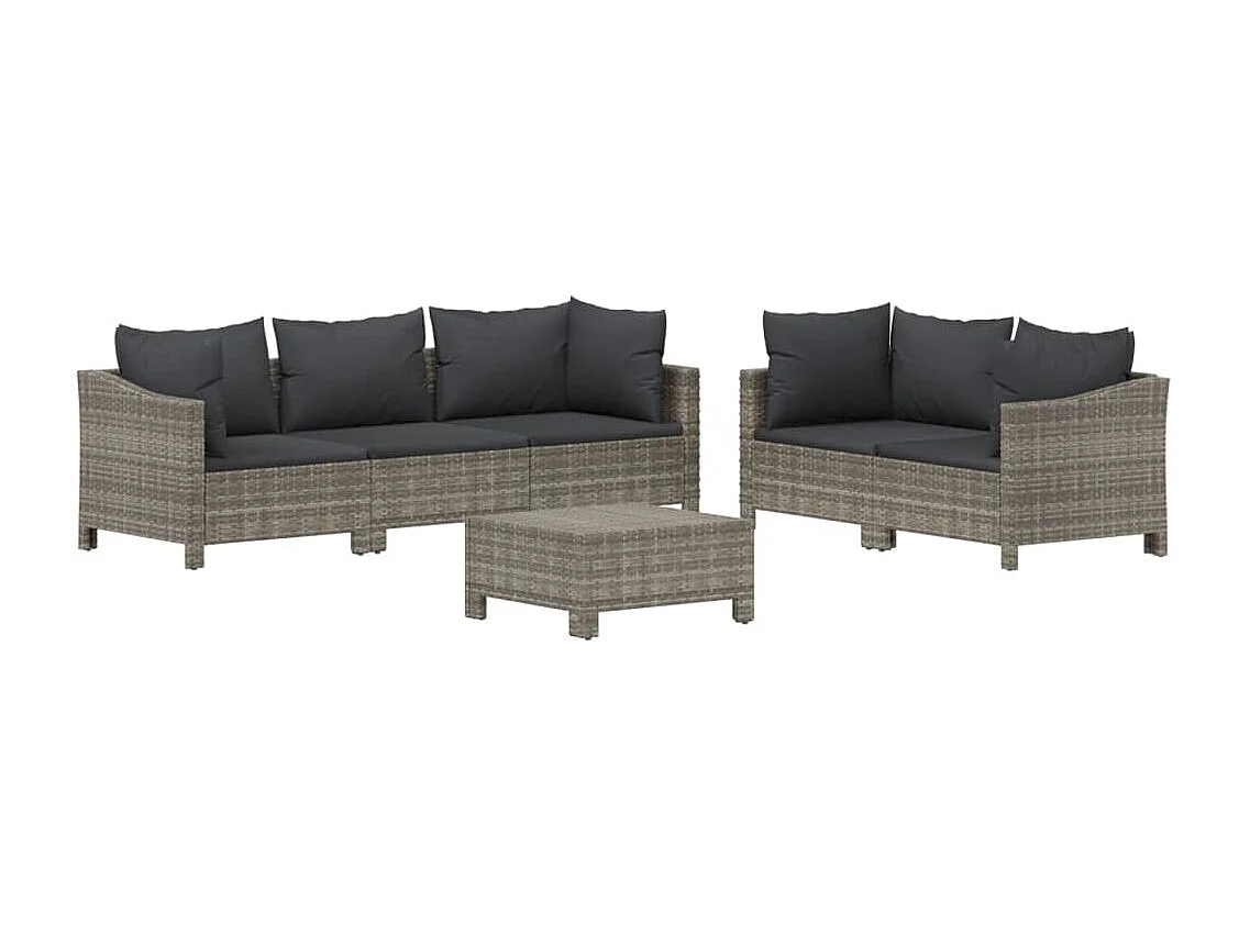 Mobili da giardino mobili da esterno Set di mobili da 6 pezzi con cuscini grigi in resina intrecciata 02_0016794