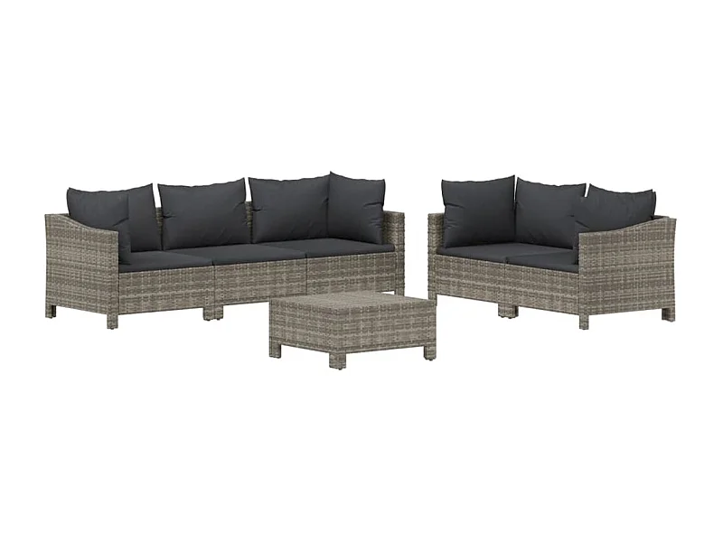 Mobili da giardino mobili da esterno Set di mobili da 6 pezzi con cuscini grigi in resina intrecciata 02_0016794