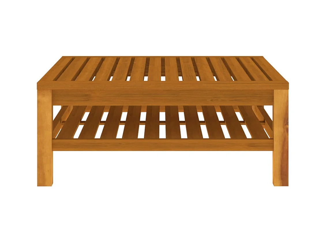 Muebles de jardín Muebles de exterior Juego de muebles de 7 piezas con cojín color crema de madera maciza de acacia 02_0017058