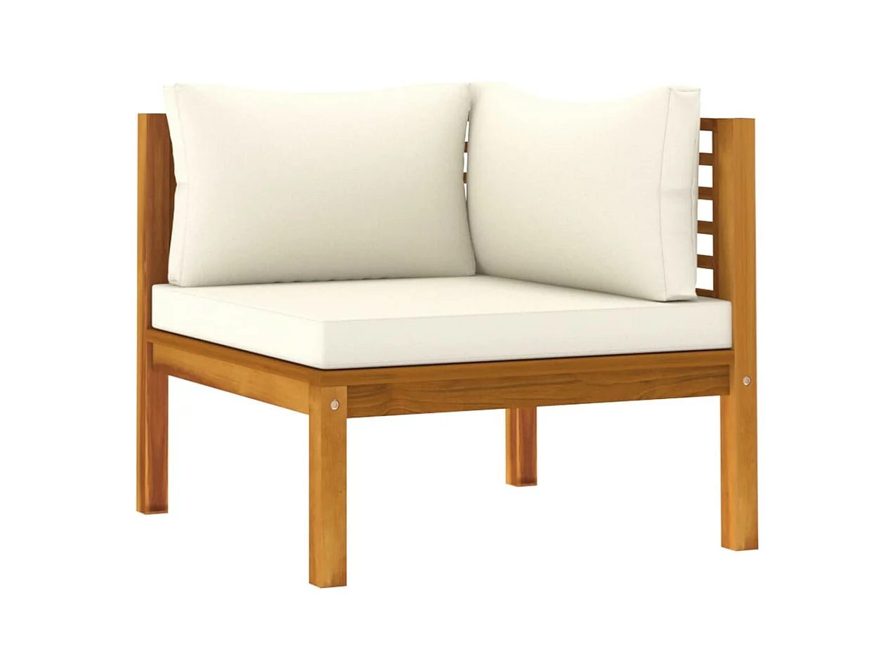 Muebles de jardín Muebles de exterior Juego de muebles de 7 piezas con cojín color crema de madera maciza de acacia 02_0017058