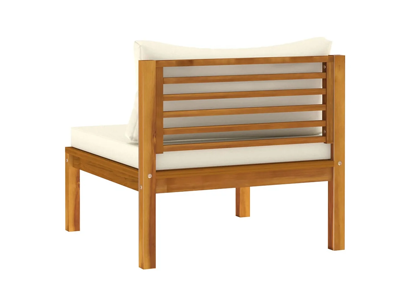 Muebles de jardín Muebles de exterior Juego de muebles de 7 piezas con cojín color crema de madera maciza de acacia 02_0017058