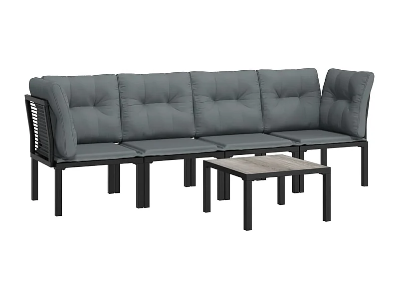 Muebles de jardín muebles de exterior juego de muebles 5 piezas resina tejida negra y gris 02_0016610