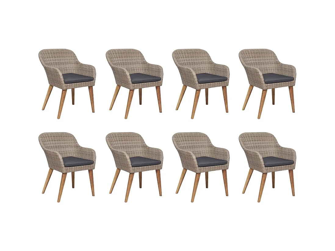 Conjunto de muebles de jardín exterior con cojines 9 piezas mimbre resina 02_0018326