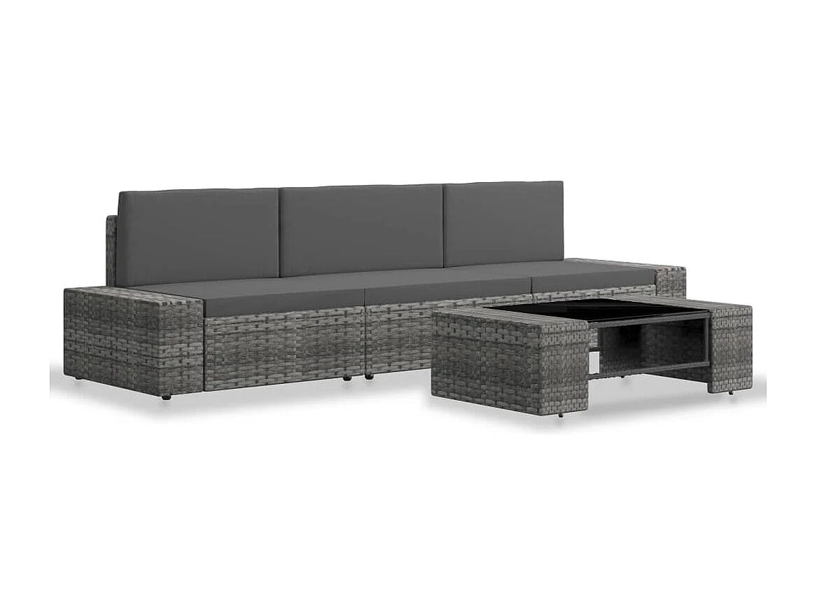 Salon de jardin meuble résine grise 58.5 x 65.5 x 52 cm 02_0016277