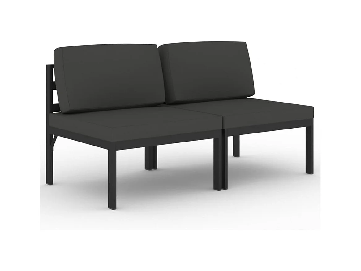 Sofá de jardín de 2 plazas con cojines de aluminio antracita 02_0013211