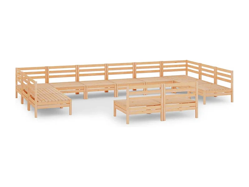 Muebles de jardín muebles de exterior juego de muebles 12 piezas madera maciza de pino 02_0015694