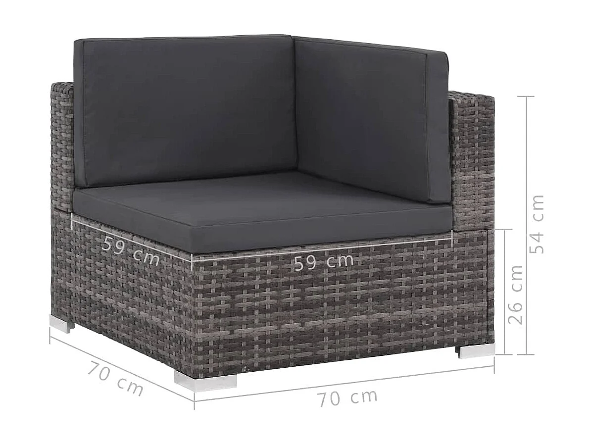 Móveis de jardim móveis de exterior Conjunto de móveis de 6 peças com almofadas de resina tecida cinza 02_0016861