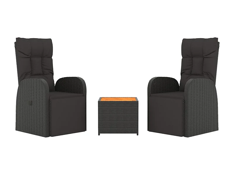 Conjunto de muebles de jardín de 3 piezas para exterior ratán sintético negro y acacia 02_0014206