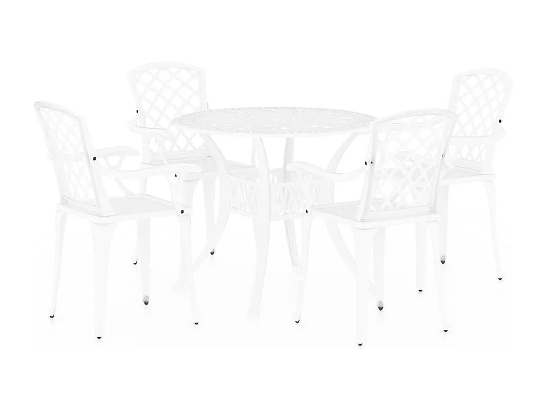 Ensemble de bistro jardin aluminium blanche 90 x 90 x 74 cm 02_0013531