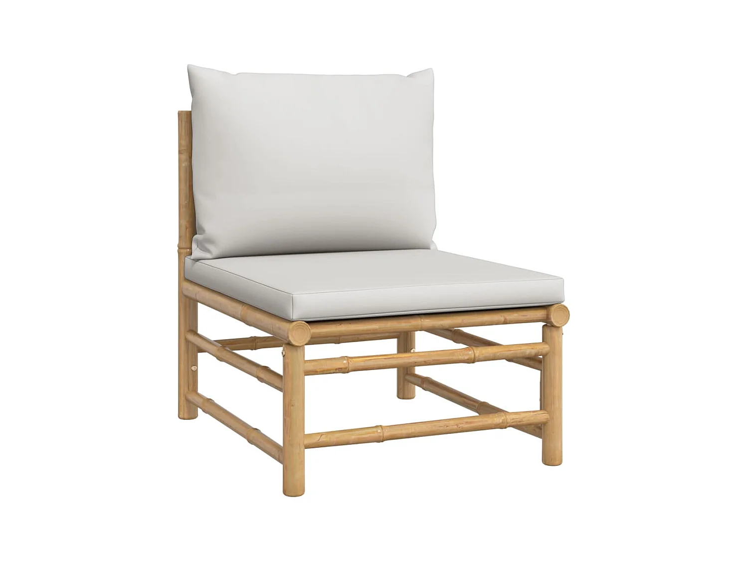 Muebles de jardín muebles de exterior Juego de muebles de 7 piezas con cojines de bambú gris claro 02_0017191