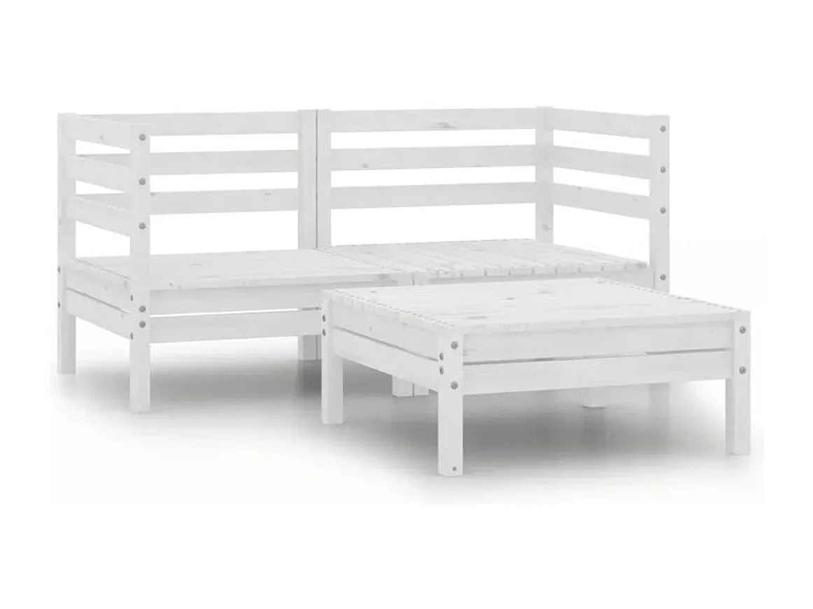 Salon de jardin meuble bois blanche 63.5 x 63.5 x 62.5 cm 02_0016039