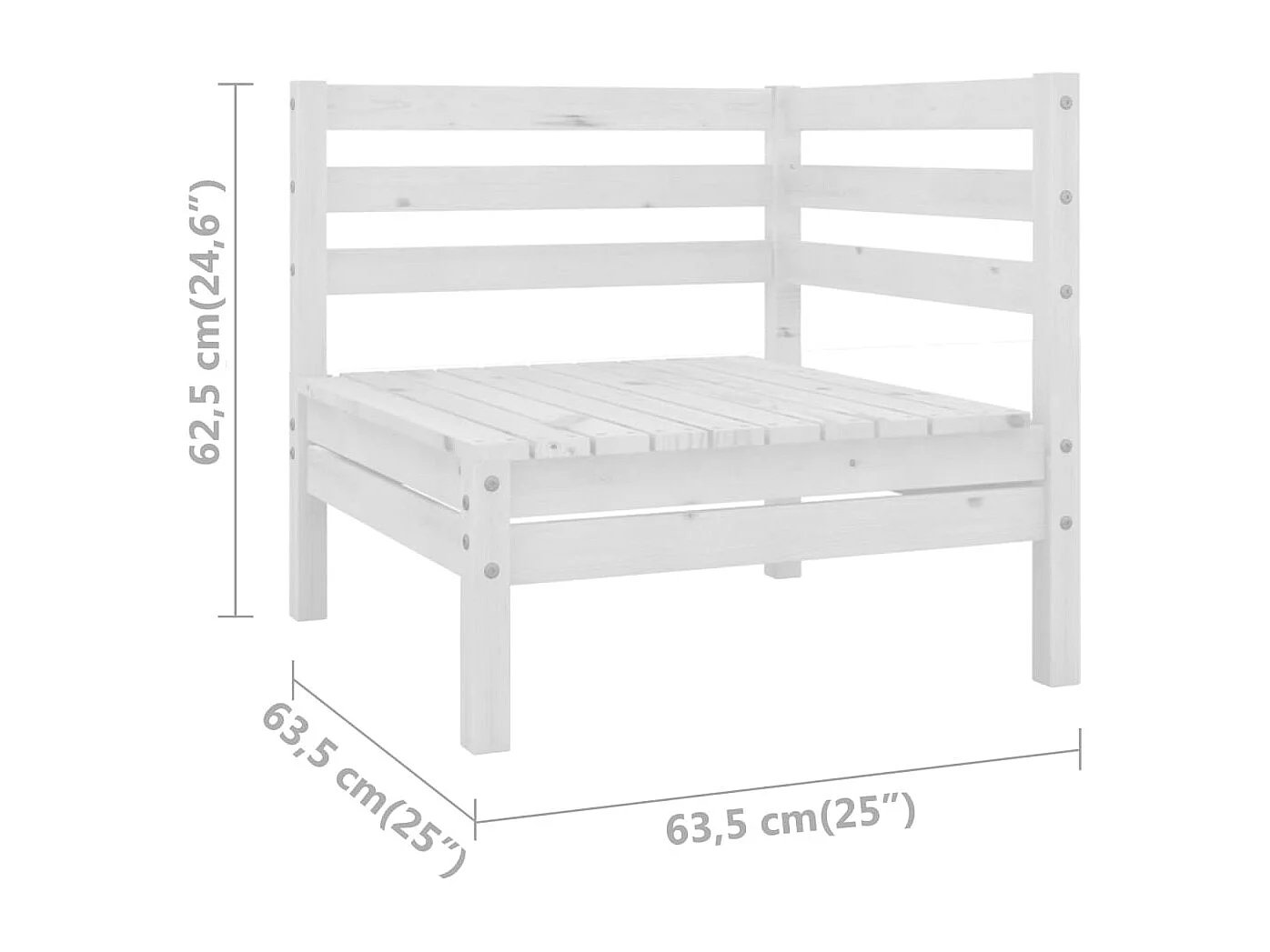 Salon de jardin meuble bois blanche 63.5 x 63.5 x 62.5 cm 02_0016039