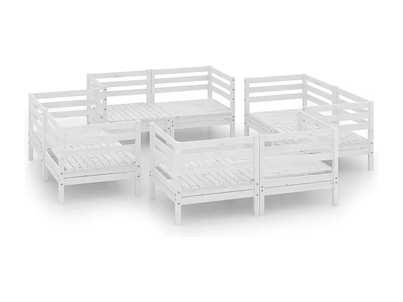 Móveis de jardim móveis de exterior conjunto de móveis 8 peças madeira de pinho maciça branca 02_0017775