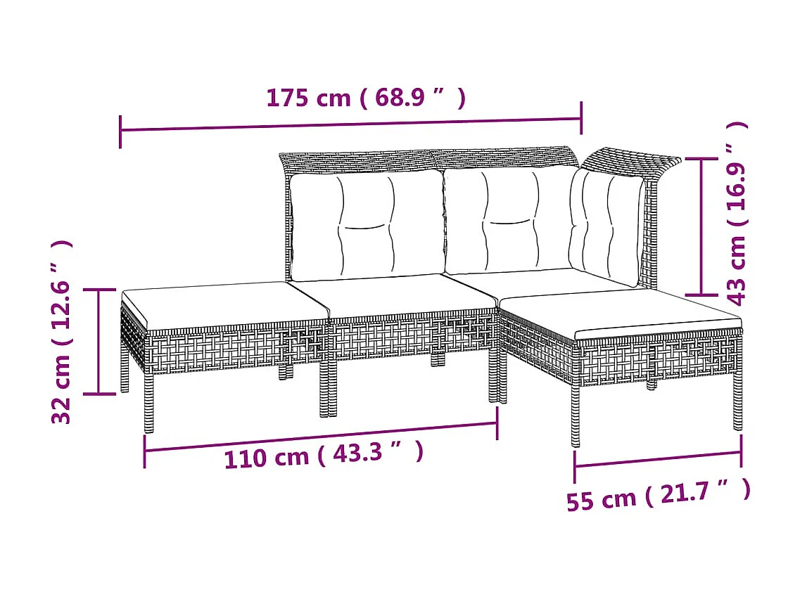 Salon de jardin meuble résine grise 65 x 65 x 75 cm 02_0016144