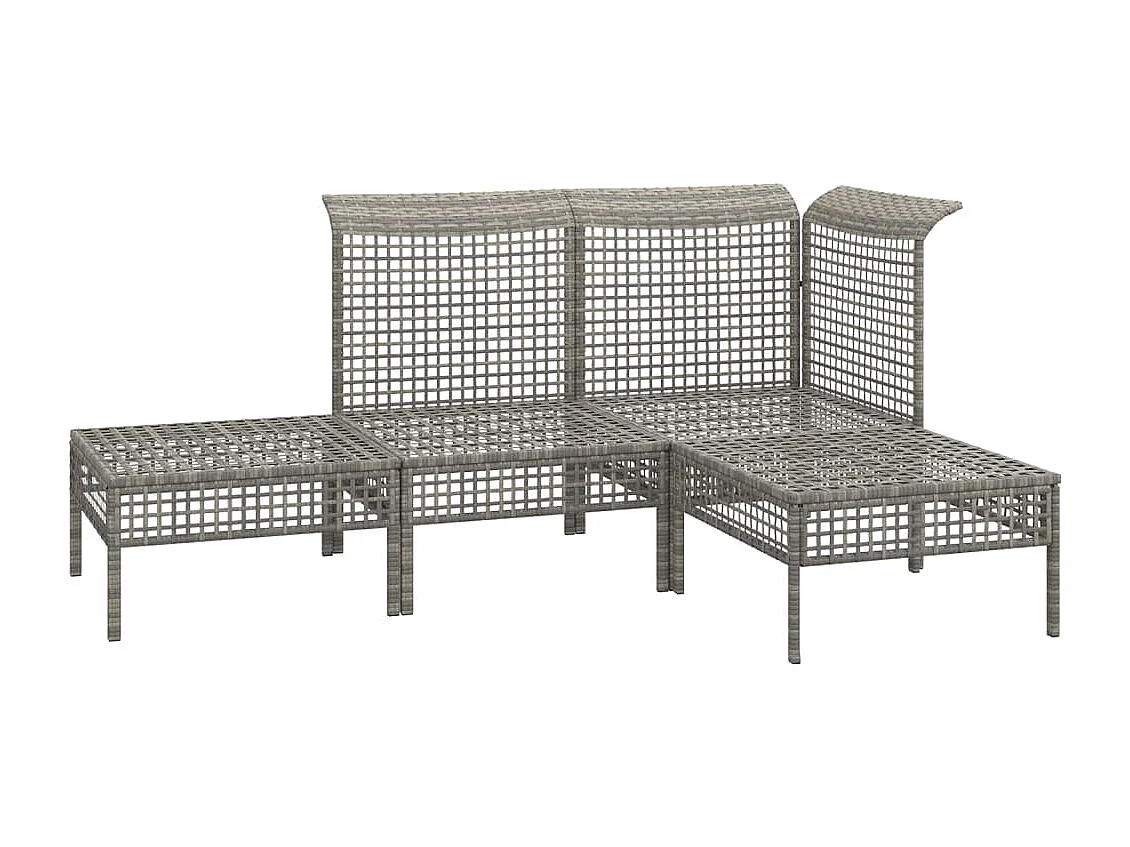 Muebles de jardín muebles de exterior juego de muebles de 4 piezas con cojines grises resina tejida 02_0016144