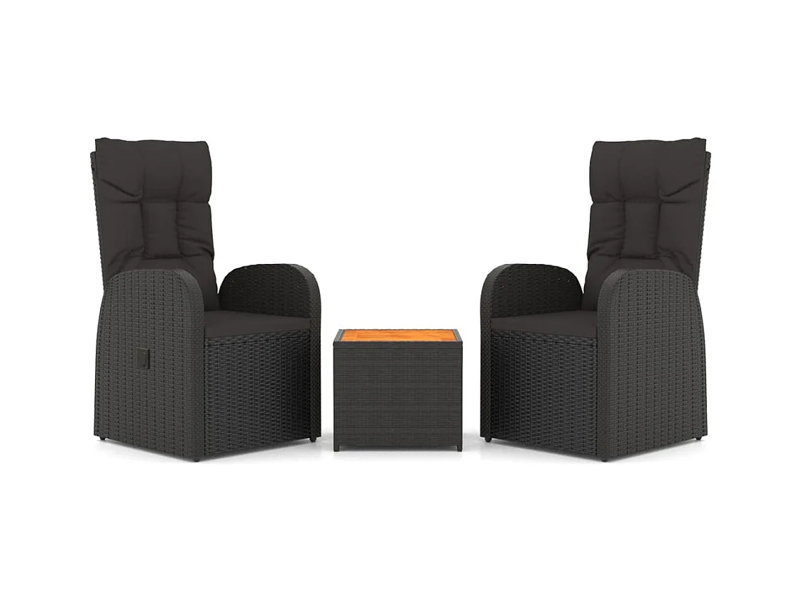 Set da giardino con mobili da esterno set di mobili da 3 pezzi in polyrattan nero e acacia 02_0014205