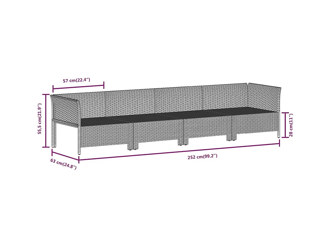 Muebles de jardín muebles de exterior juego de muebles de 8 piezas con cojines grises resina tejida 02_0017601