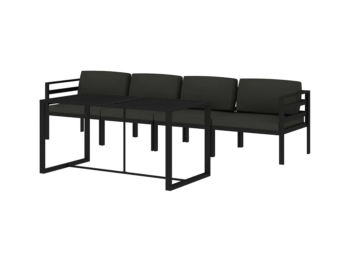 Set di mobili da giardino per esterni 5 pezzi con cuscini in alluminio antracite 02_0016298