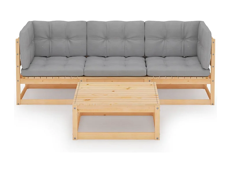 Mobili da giardino mobili da esterno Set di mobili da 4 pezzi con cuscini in legno di pino massiccio 02_0016112