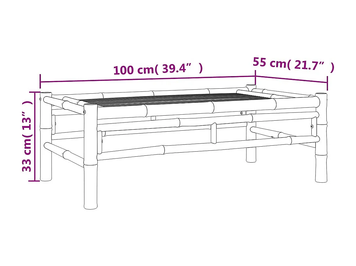 Salon de jardin meuble bambou marron 100 x 55 x 33 cm 02_0016303