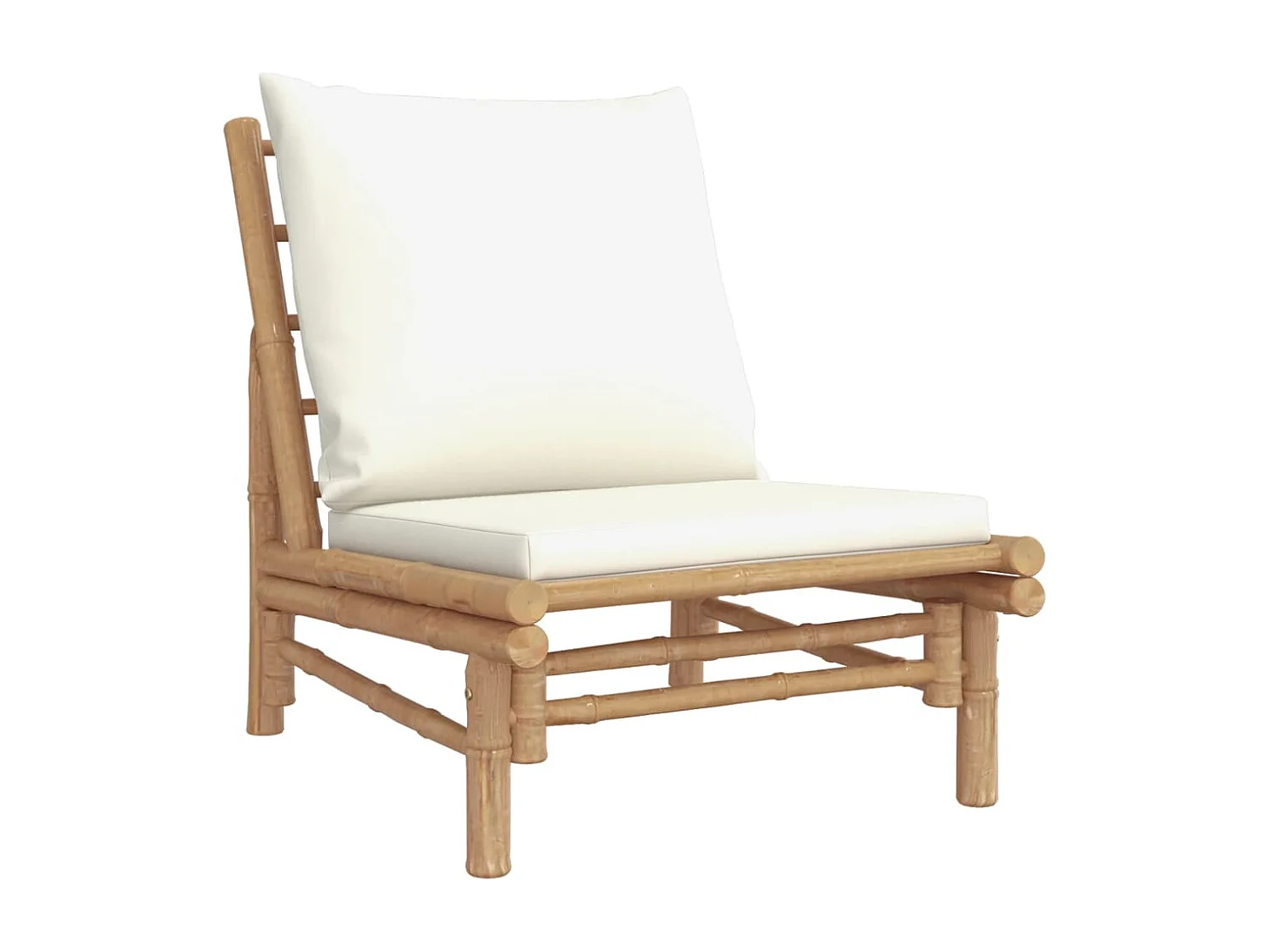 Set di mobili da giardino mobili da esterno set da 5 pezzi con cuscini bambù bianco crema 02_0016303