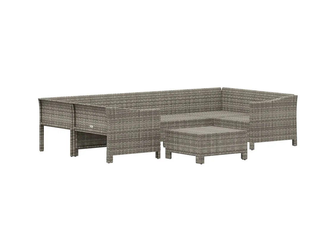 Muebles de jardín muebles de exterior conjunto de muebles de 7 piezas con cojines grises resina tejida 02_0017209