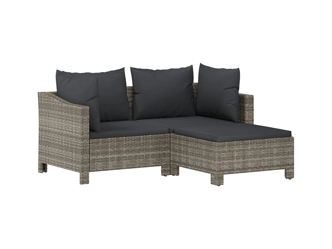 Muebles de jardín muebles de exterior conjunto de muebles de 7 piezas con cojines grises resina tejida 02_0017209