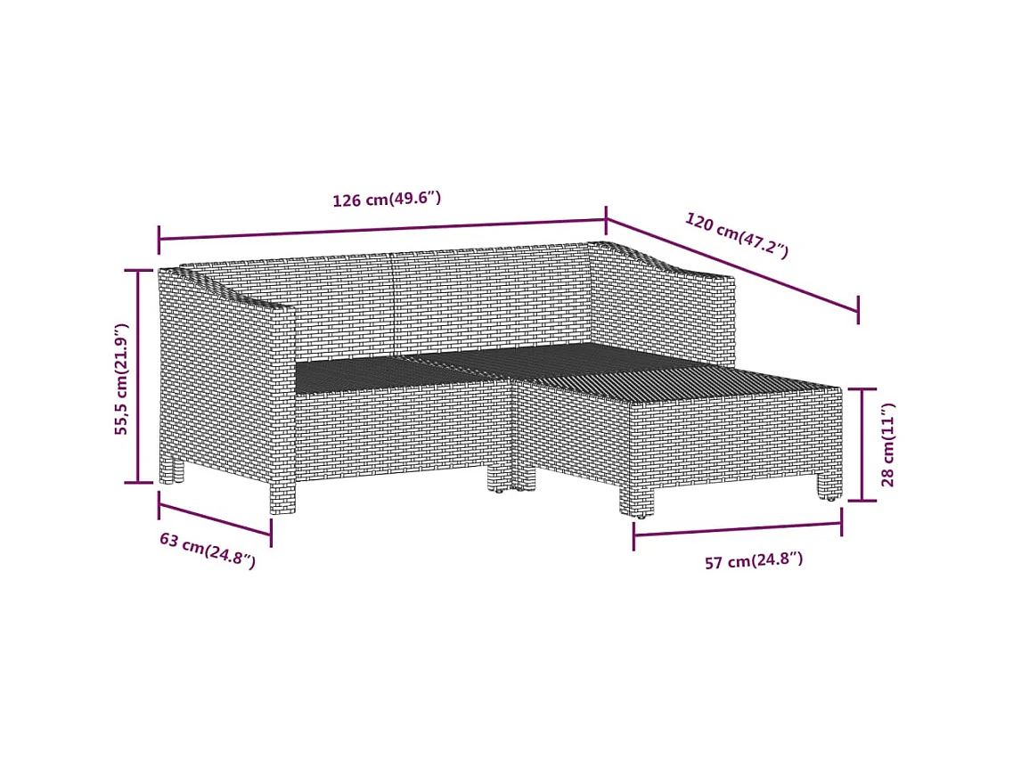 Muebles de jardín muebles de exterior conjunto de muebles de 7 piezas con cojines grises resina tejida 02_0017209