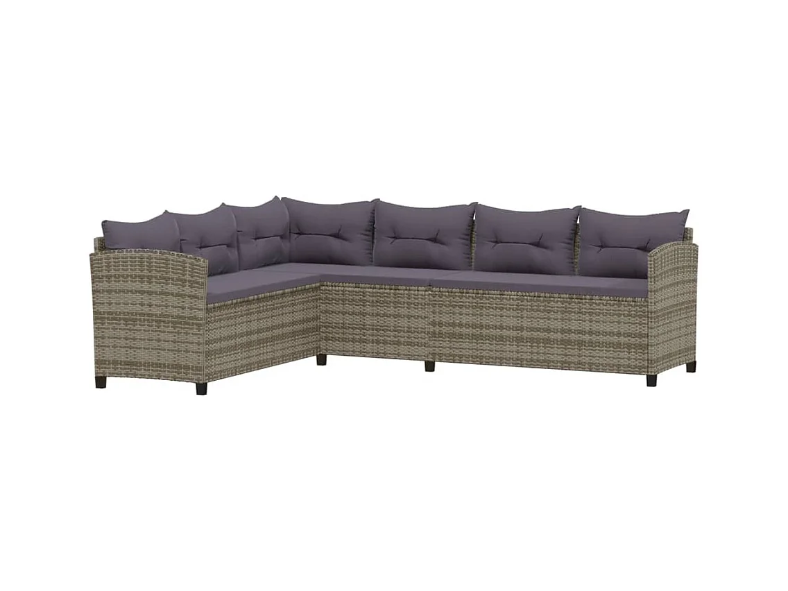 Mobili da giardino mobili da esterno Set di mobili da 6 pezzi con cuscini in resina intrecciata grigia 02_0016868