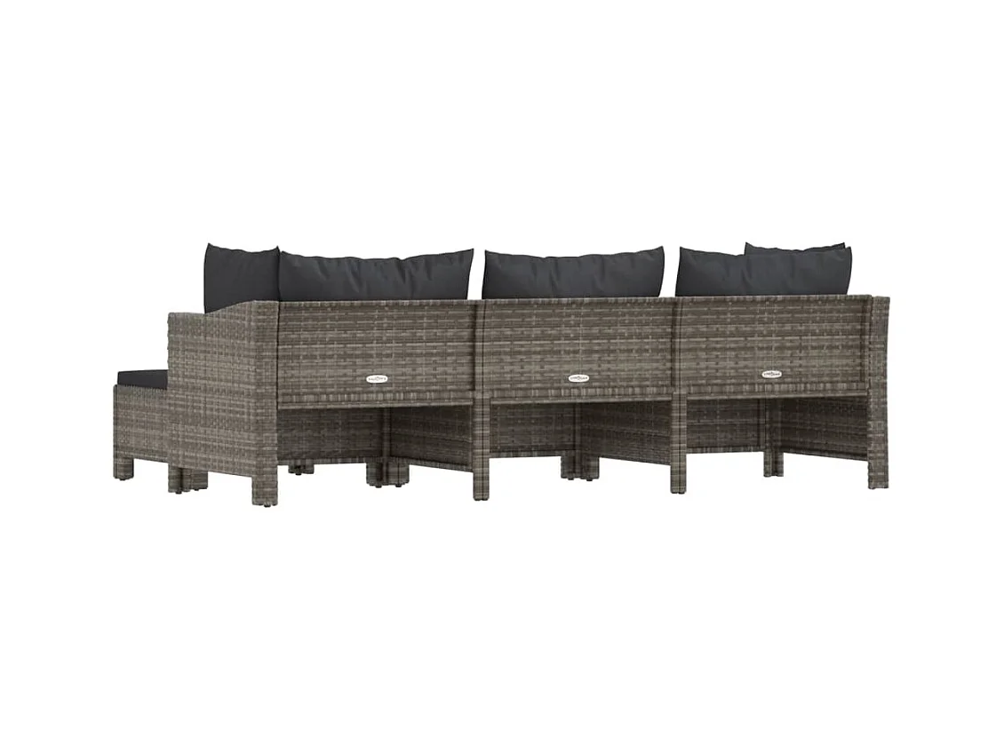 Mobili da giardino mobili da esterno Set di mobili da 4 pezzi con cuscini grigi in resina intrecciata 02_0016142