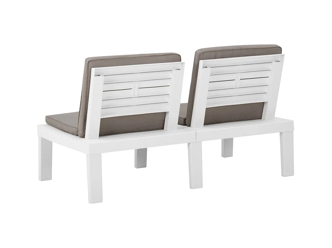 Móveis de jardim móveis de exterior Conjunto de móveis de 6 peças com almofadas de plástico branco 02_0016847