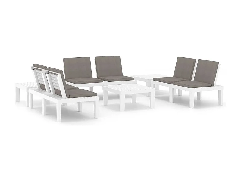 Mobili da giardino mobili da esterno Set di mobili da 6 pezzi con cuscini in plastica bianca 02_0016847