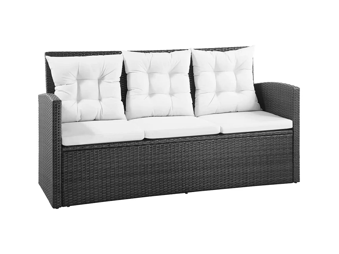 Móveis de jardim móveis de exterior Conjunto de móveis de 5 peças com almofadas de resina tecida preta 02_0016494