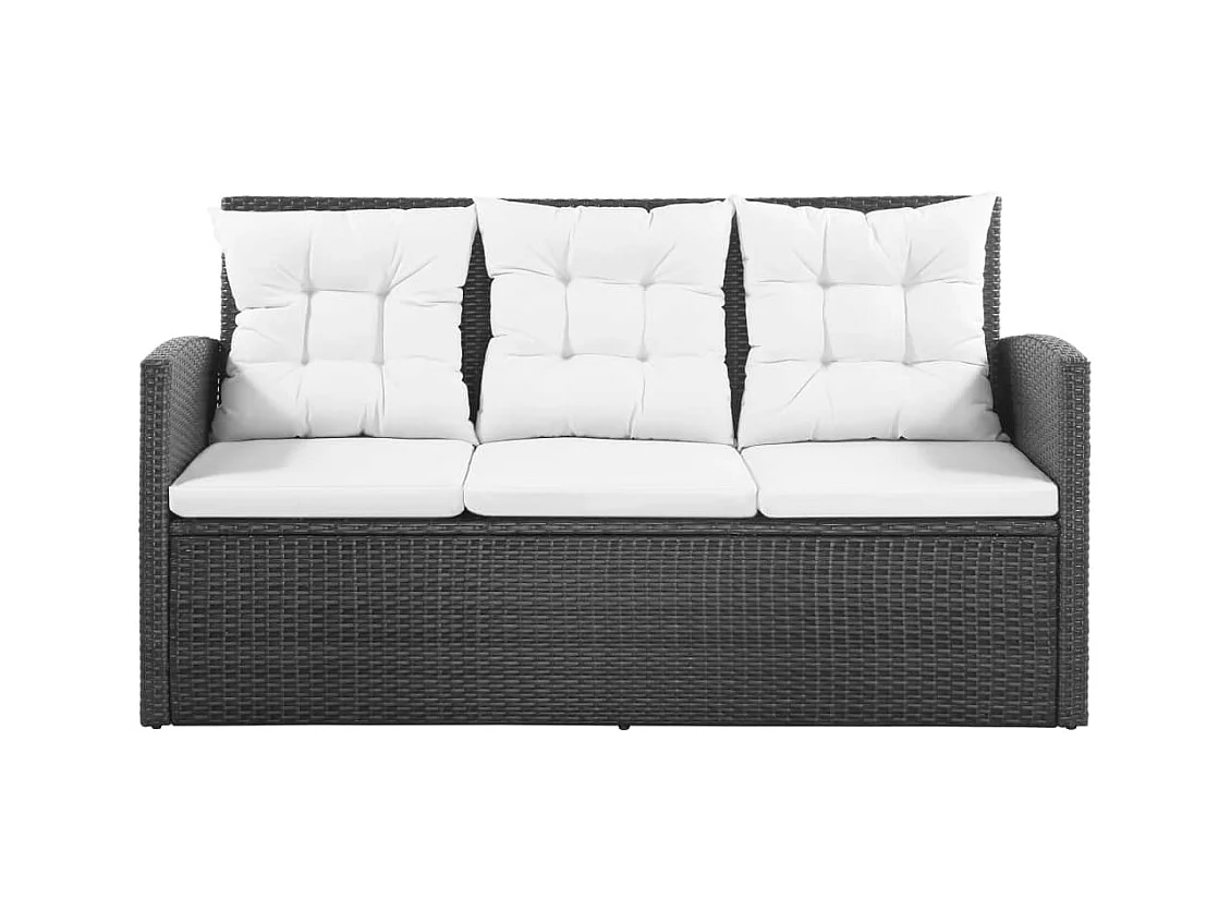 Móveis de jardim móveis de exterior Conjunto de móveis de 5 peças com almofadas de resina tecida preta 02_0016494