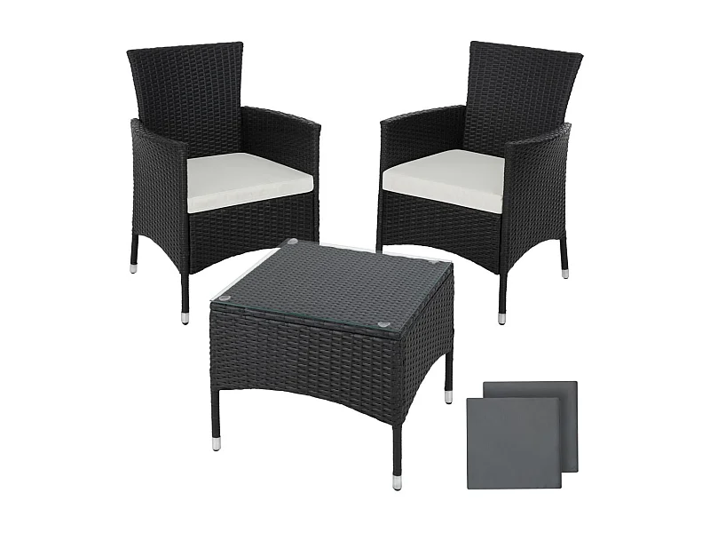 Móveis de jardim de vime de resina sintética de 2 lugares com 2 conjuntos de capas pretas 2108068